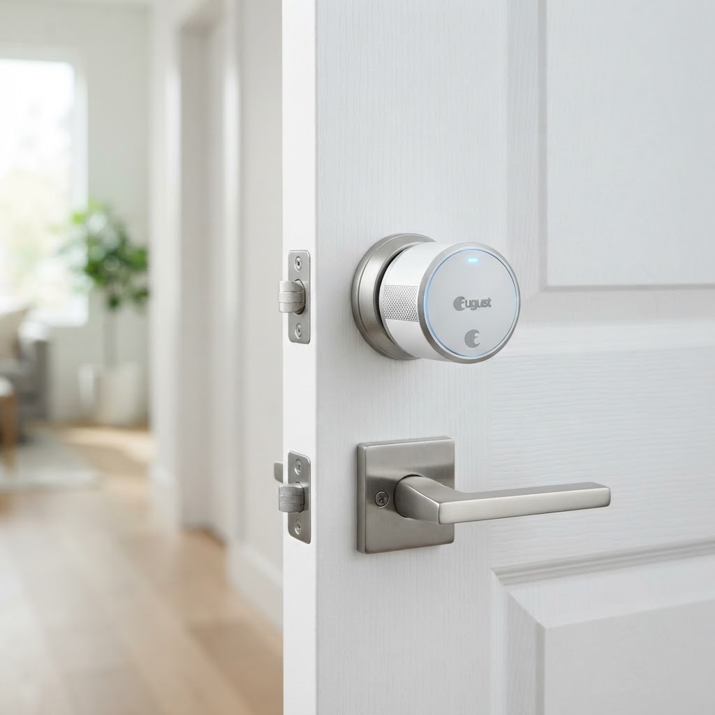 August smart locks lock — Smart lock retrofit — Wi-Fi & Bluetooth. Professional August lock product. CT Locksmith Service LLC installs, rekeys, and repairs August locks in New Haven County, CT, licensed CT # LCK.0000220