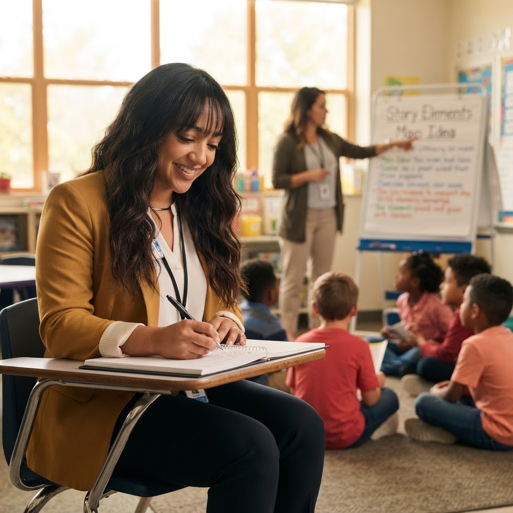 Literacy walkthrough observation in an elementary classroom