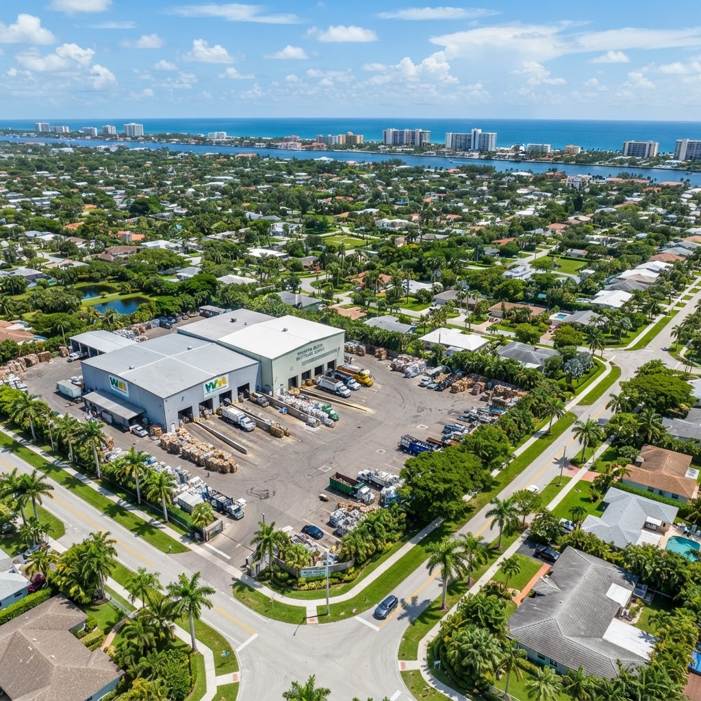 Map showing Boynton Beach e-waste recycling facility location