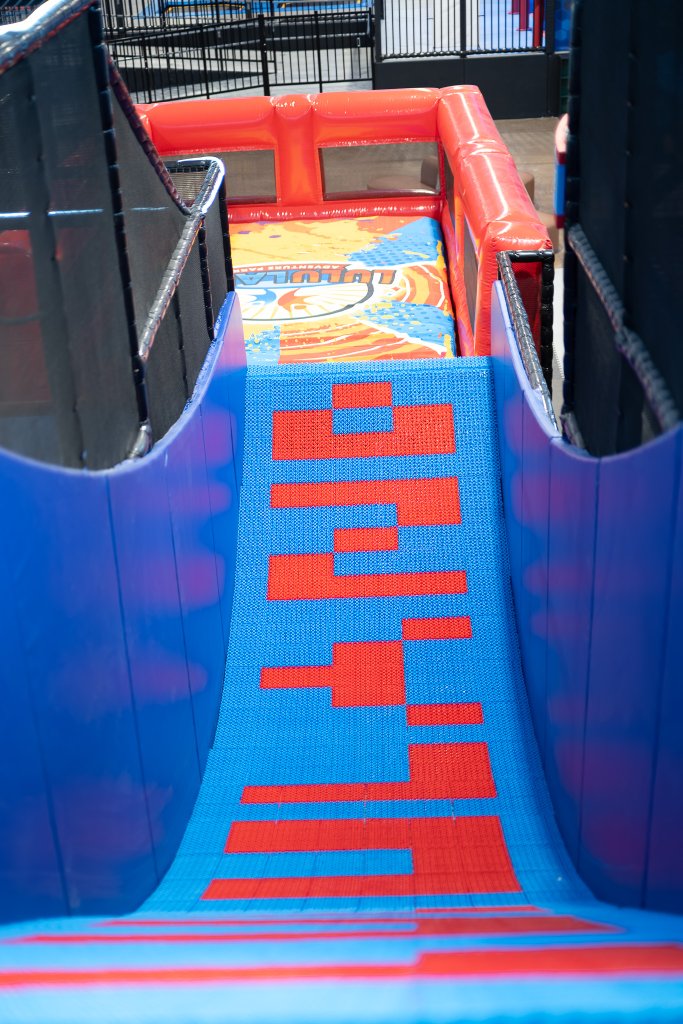 Blue donut slide attraction at Lululand Adventure Park
