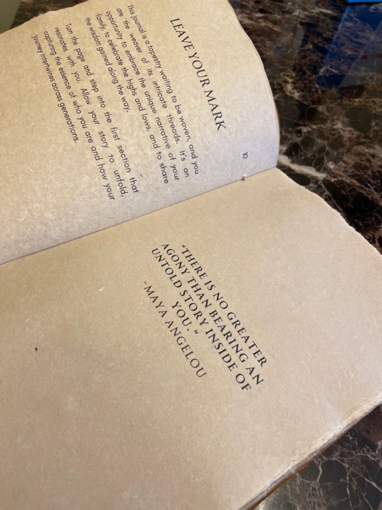 Interior pages of the Roots & Reflections journal