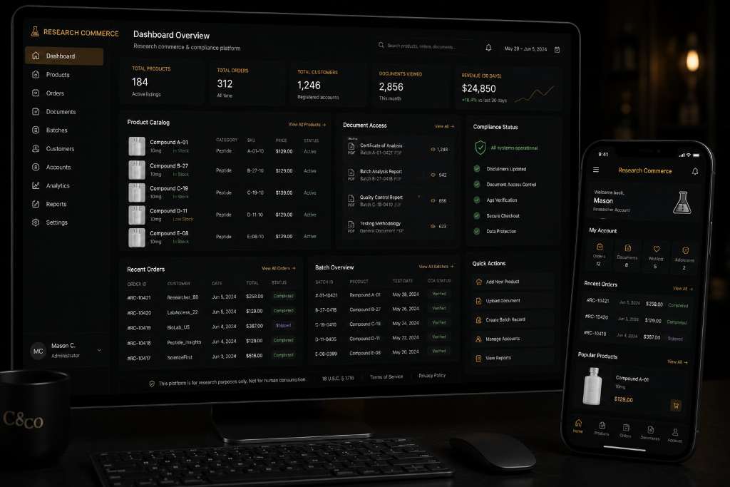 Research Commerce & Compliance Platform