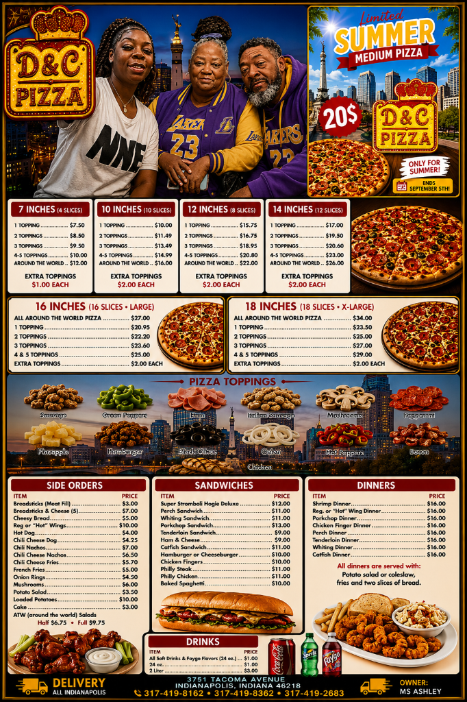 D&C Pizza menu