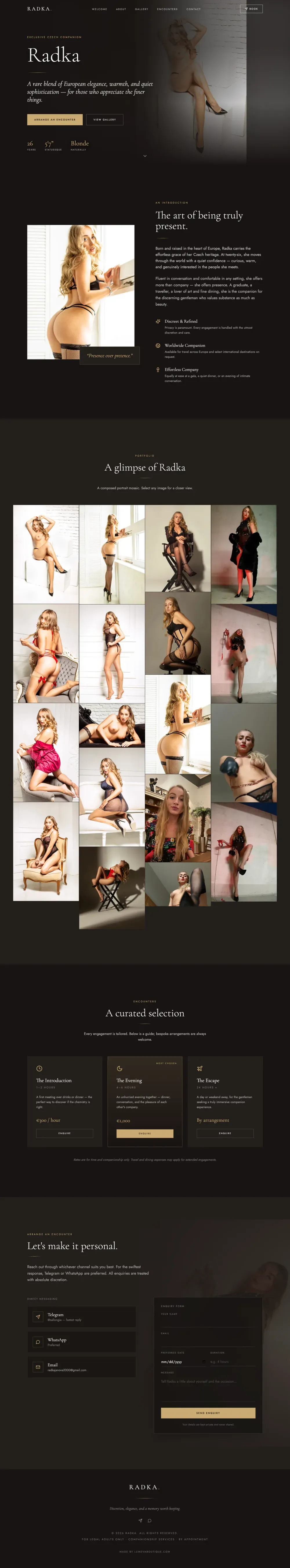 Screenshot of Radka's live website, radka.lumevaboutique.com