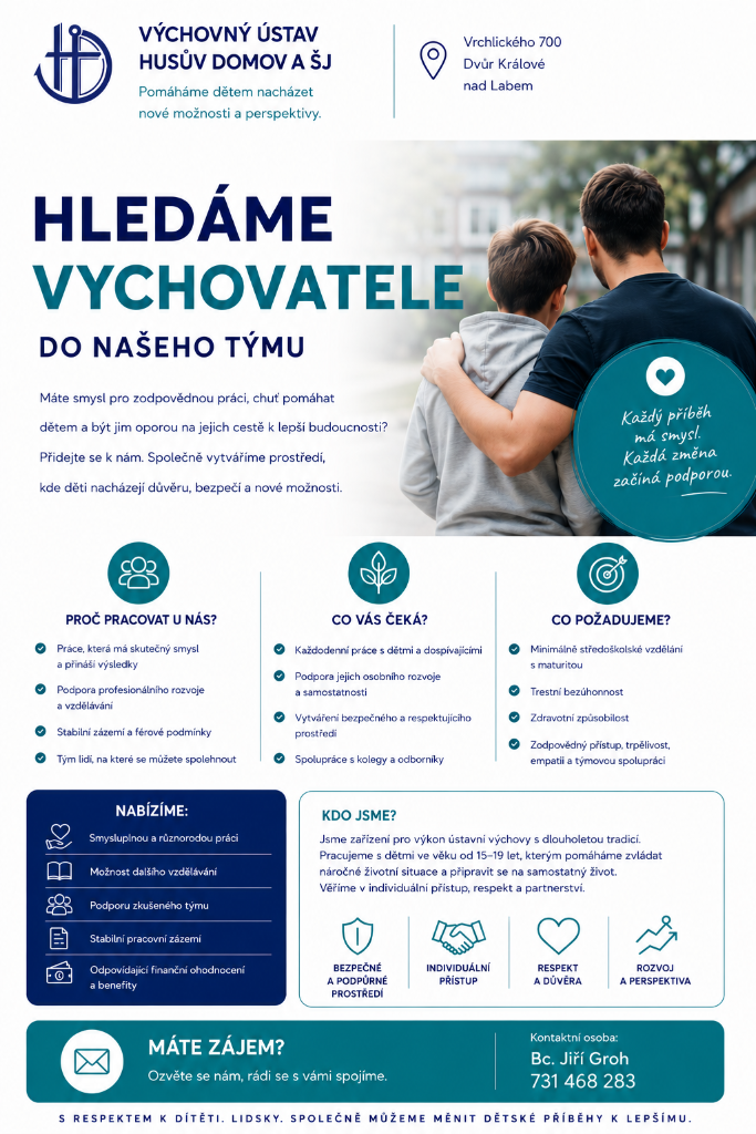 Hledáme vychovatele do našeho týmu