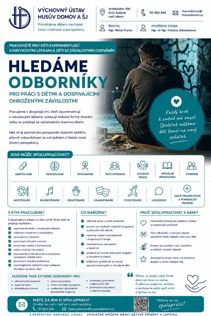 Plakát oddělení Poklad – pracoviště pro děti experimentující s návykovými látkami