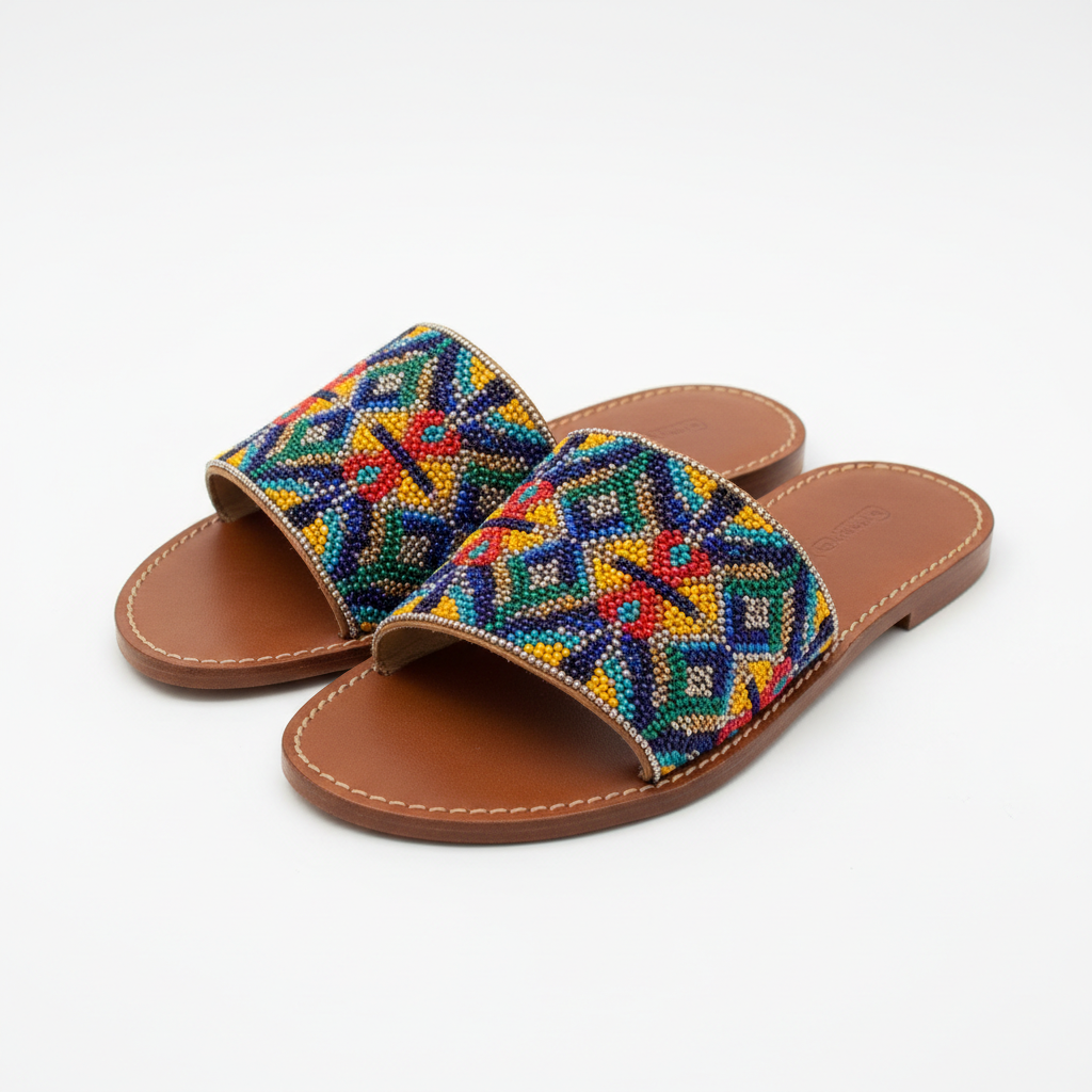 Hand-Beaded Leather Sandals