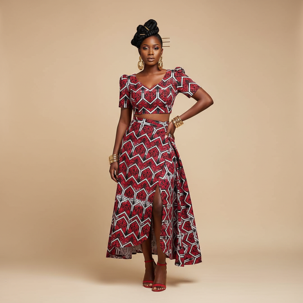 Ankara Two-Piece Crop & Wrap Skirt