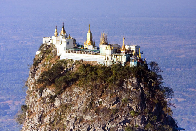 Mount Popa temple complex atop a rocky mountain peak, Myanmar