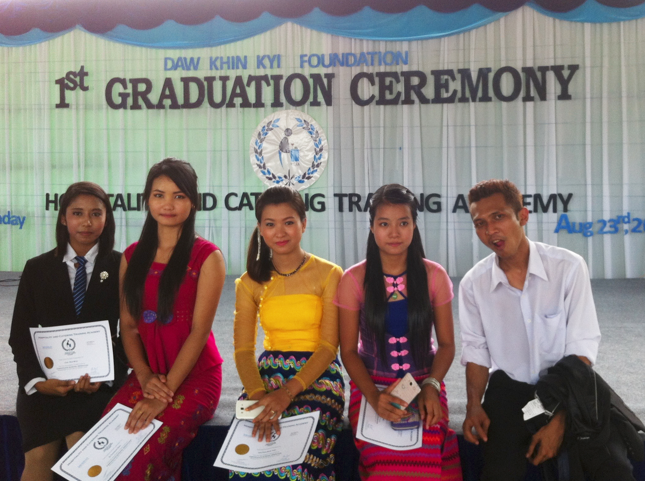 1st graduation ceremony of the Daw Khin Kyi Foundation Hospitality and Catering Training Academy, Yangon, August 2013