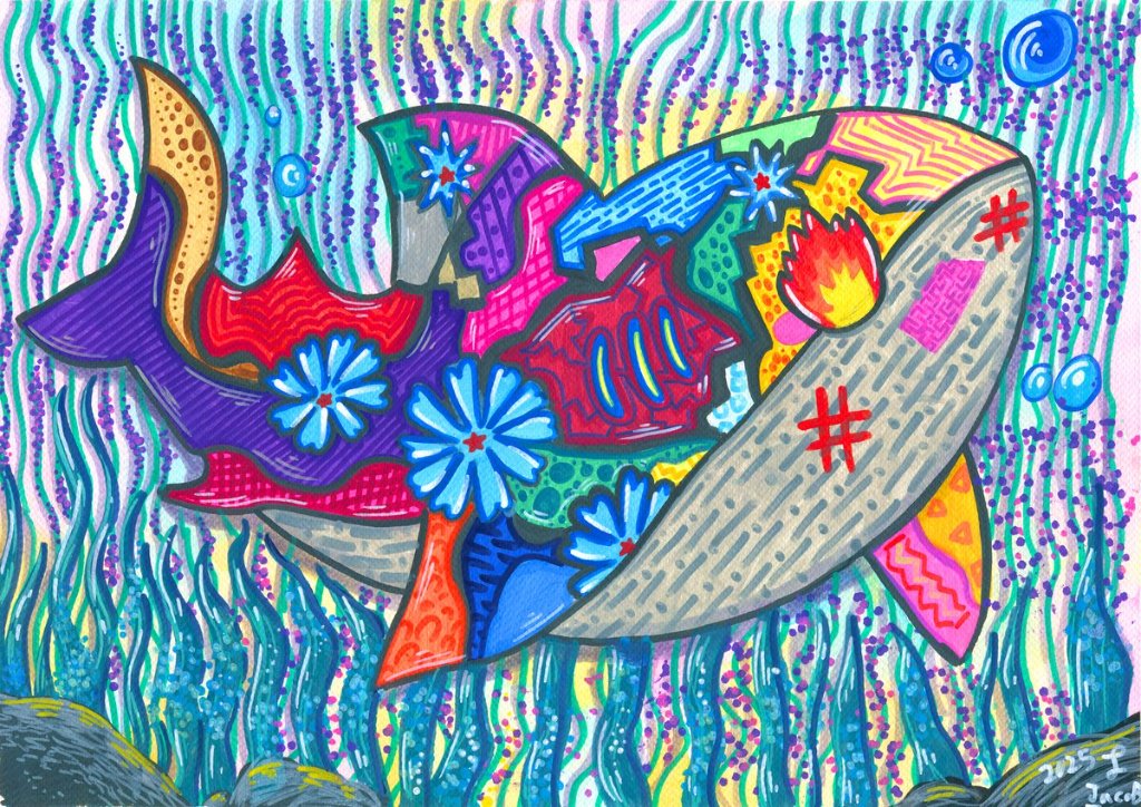 Elemental Shark – original artwork by Jacob Penfold