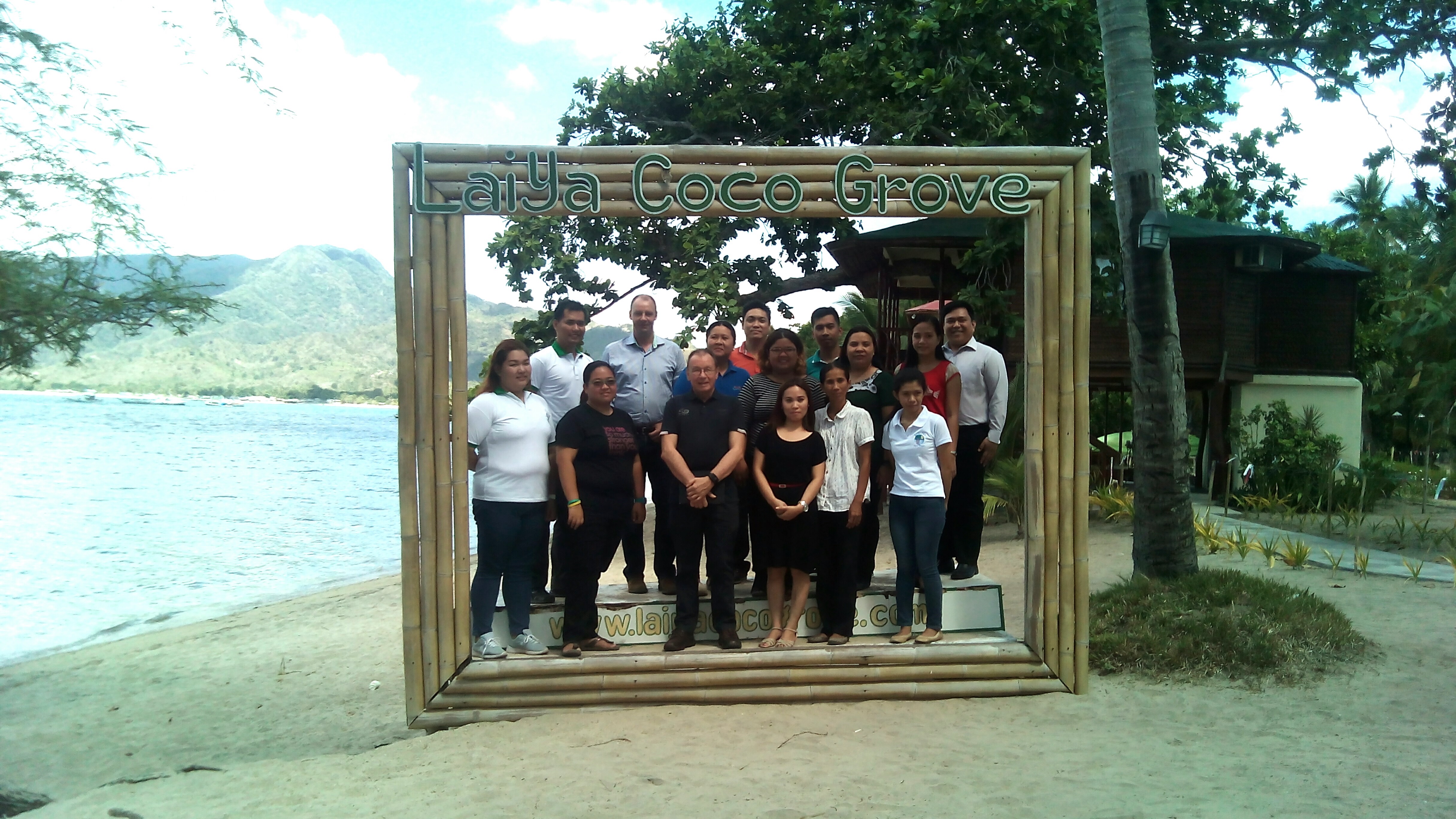 Group photo at Laiya Coco Grove, Philippines