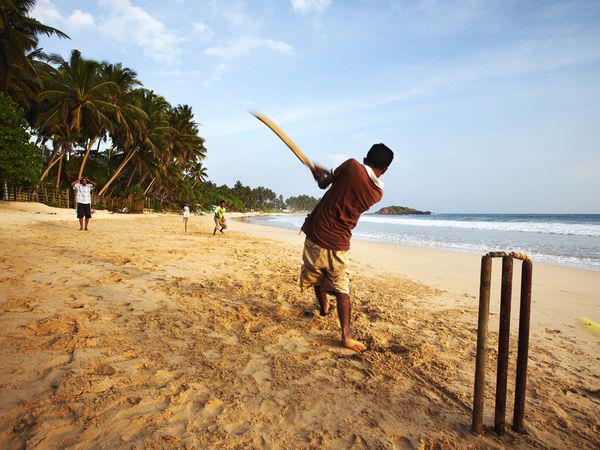 Beach cricket in Sri Lanka – a leisure moment during consultancy years