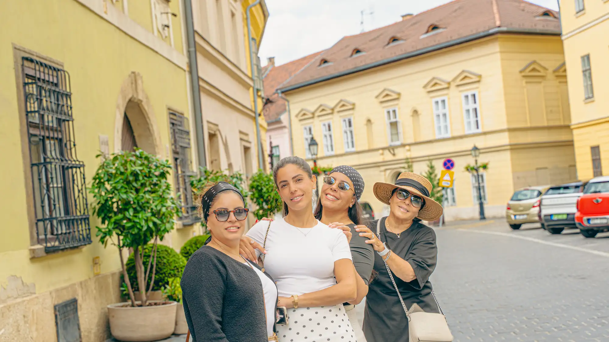 Photography Budapest — family group with Budapest hills panorama