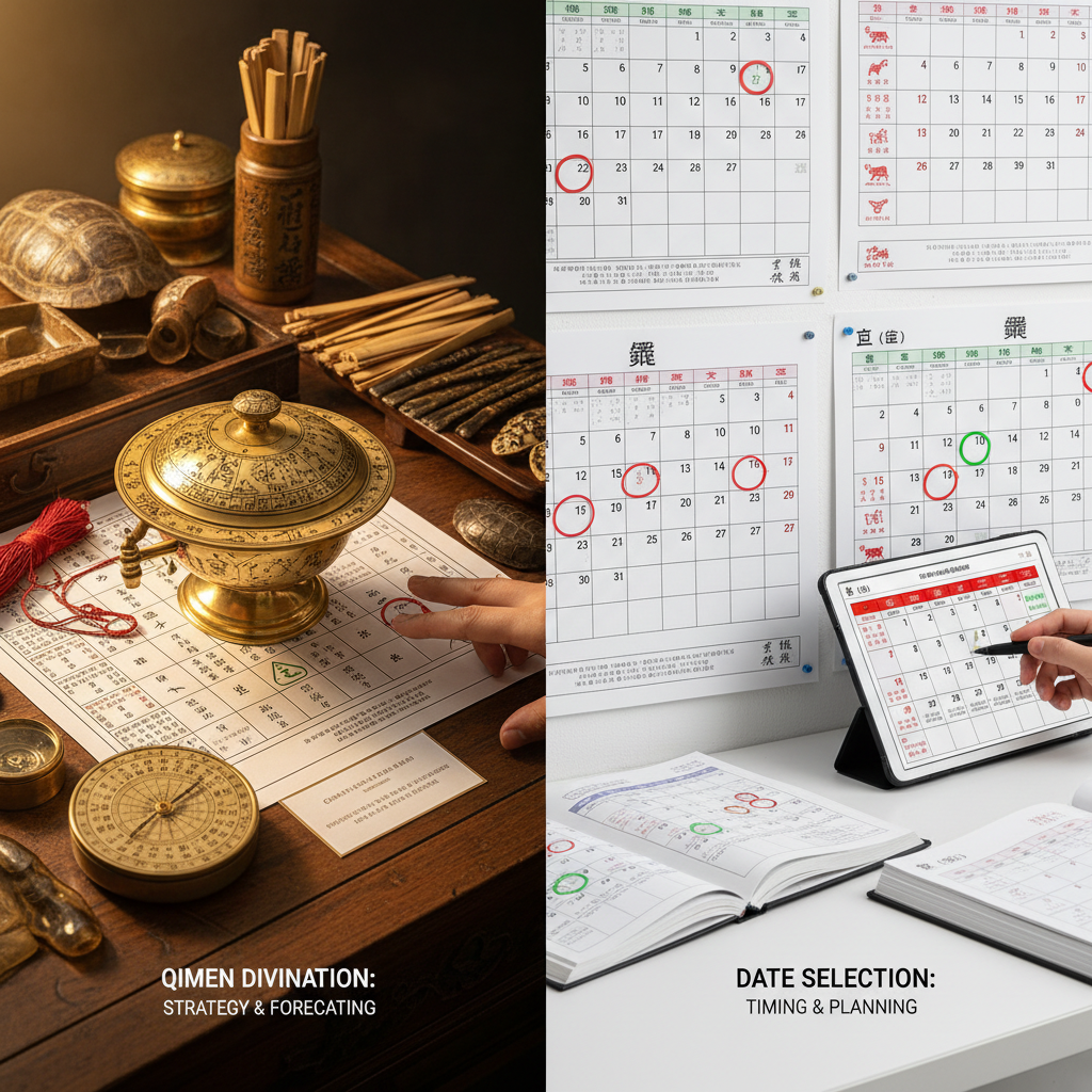 Let me do a bit of summary on three different things: Qimen Divinations, Qimen Date Selections, Qime