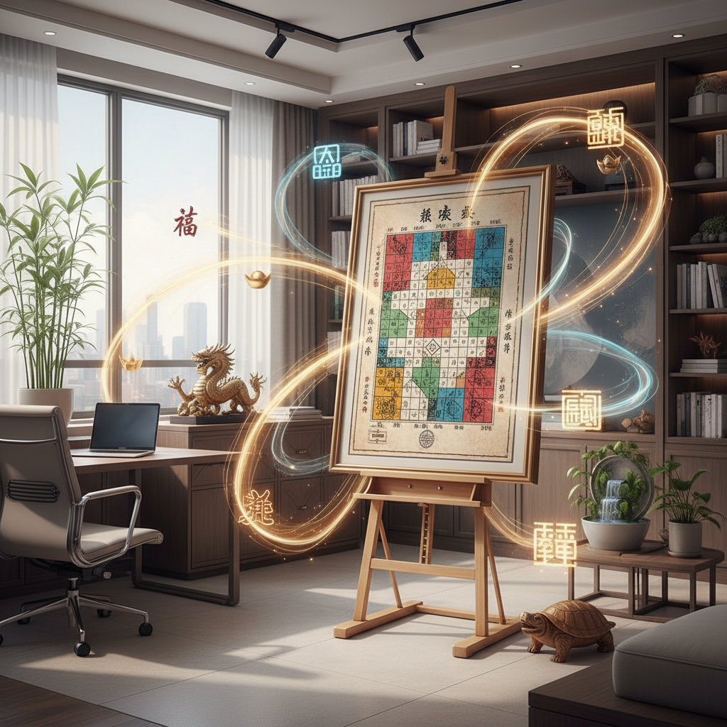 You can look at the Qimen chart and see the Feng Shui of this room, this house, this office or even