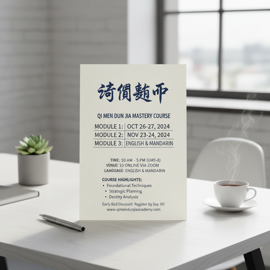If you are interested to learn Qi Men Dun Jia please check the url above for the latest course dates