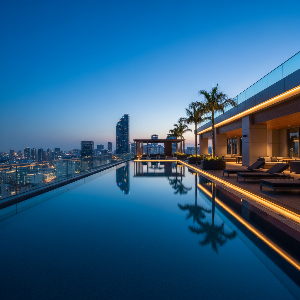 Luxury hotel rooftop