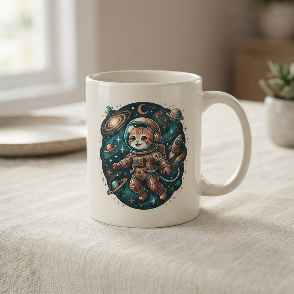 Cosmic Kitten Astronaut — Ceramic Mug