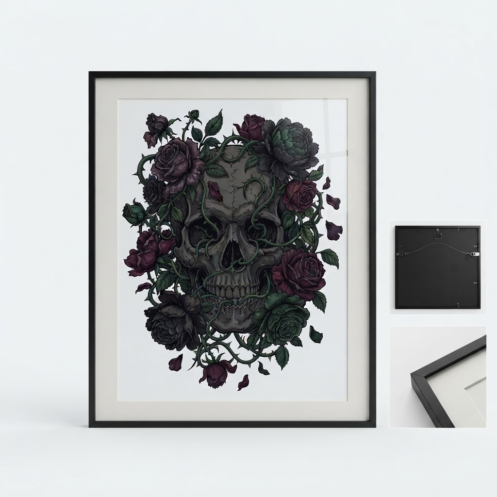 Midnight Bloom Gothic Floral Tapestry — Wall Art