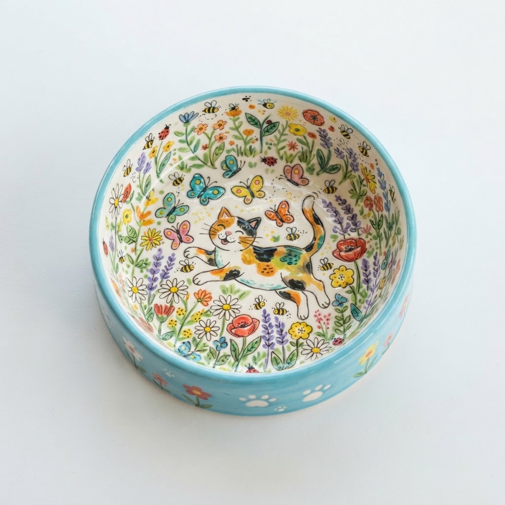 Whimsical Garden Ceramic Pet Bowl