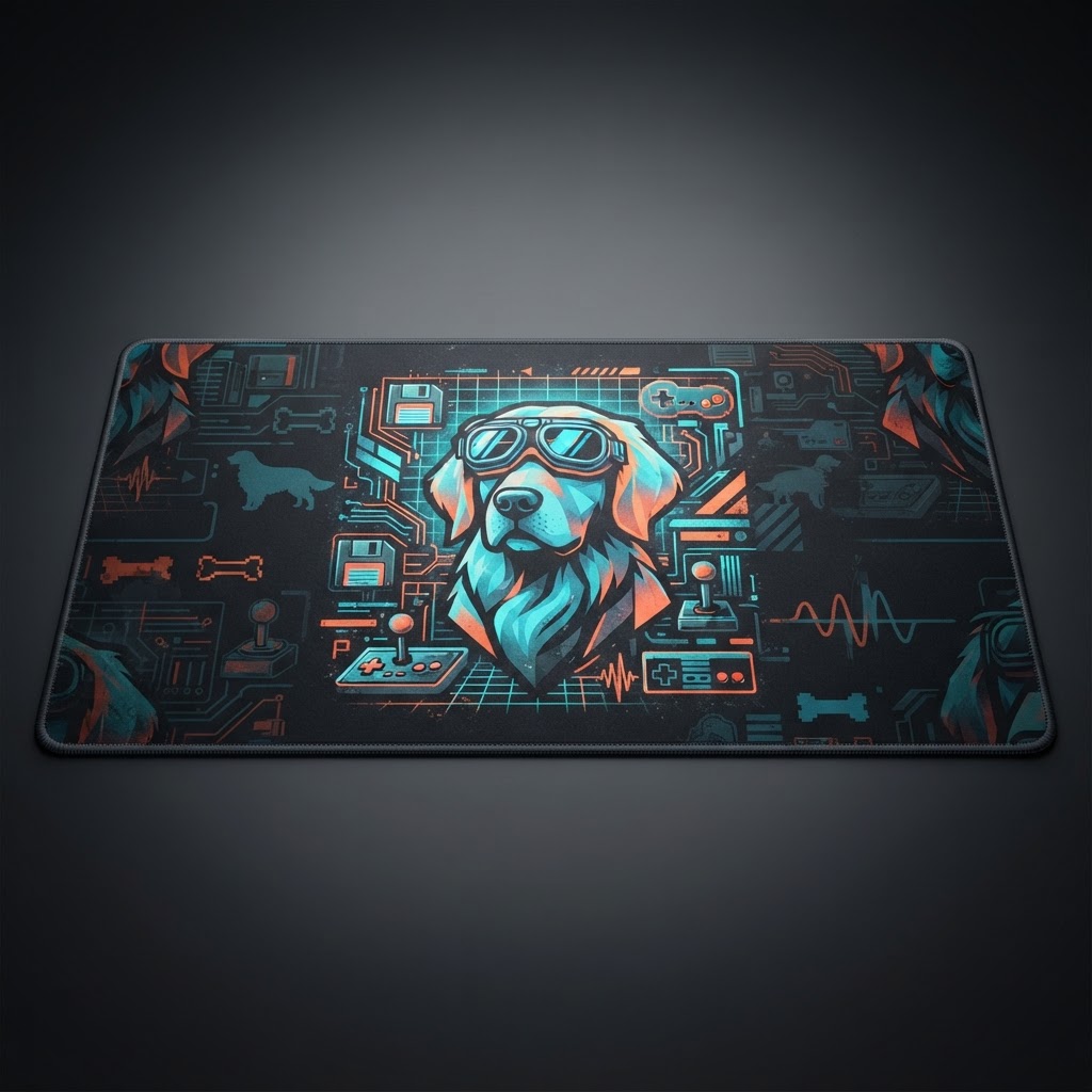 Golden Retriever Dad Retro Desk Mat — Gaming Setup