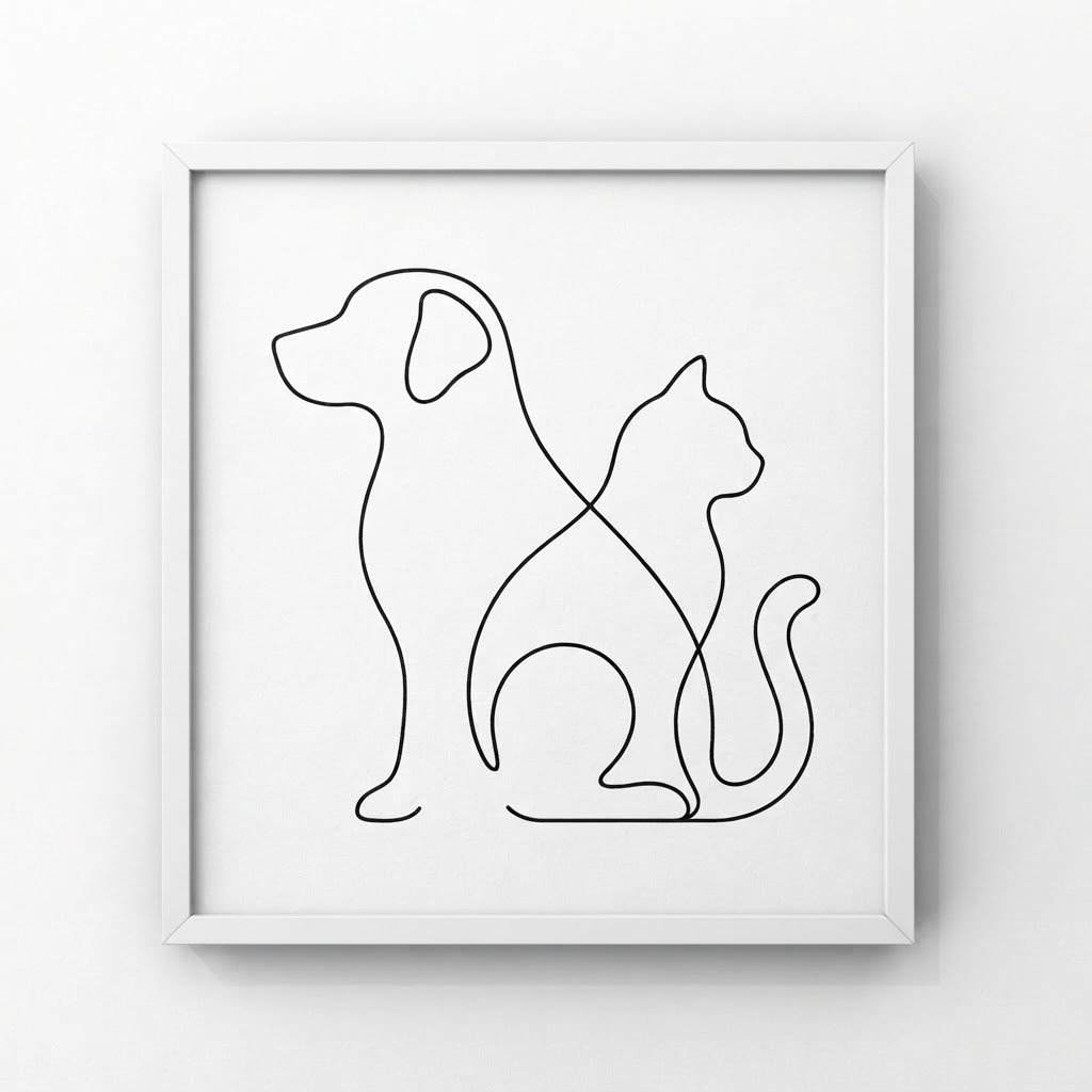 Minimalist Line Art Pet Memorial Canvas — Wall Art