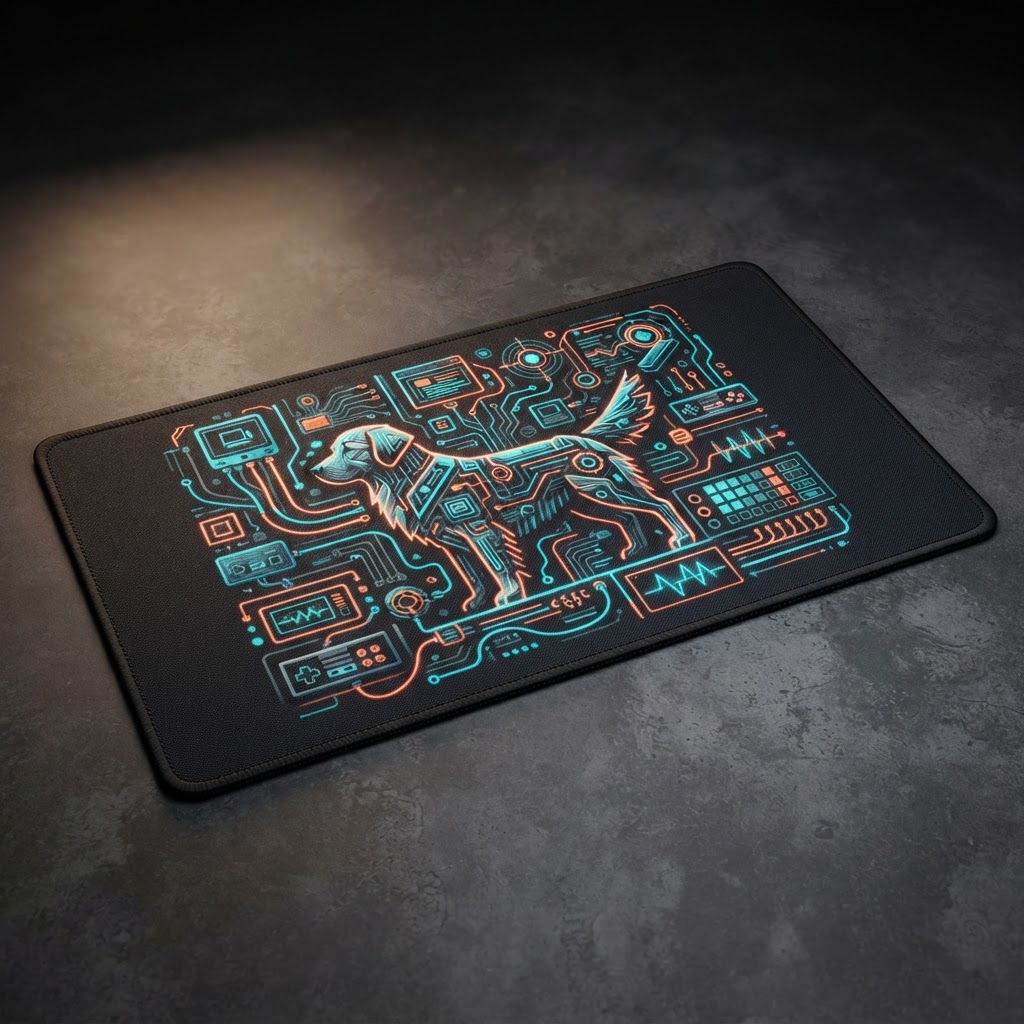 Golden Retriever Dad Retro Desk Mat — Tech