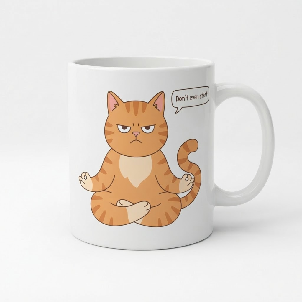 Stressed Cat Zen Master — Ceramic Mug