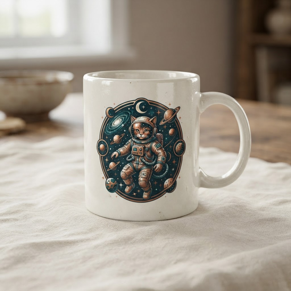 Cosmic Cat Astronaut — Ceramic Mug