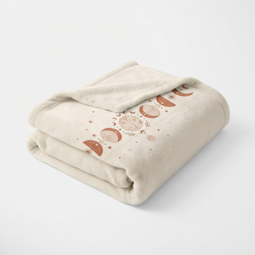Celestial Boho Moon Phases — Throw Blanket