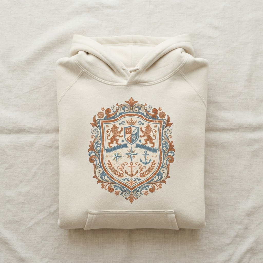 Vintage Crest Faith Hoodie — Unisex Pullover Hoodie
