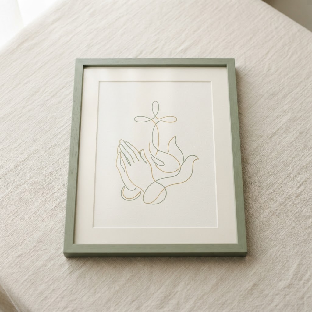 Minimalist Line Art Faith Wall Decor — Framed Poster