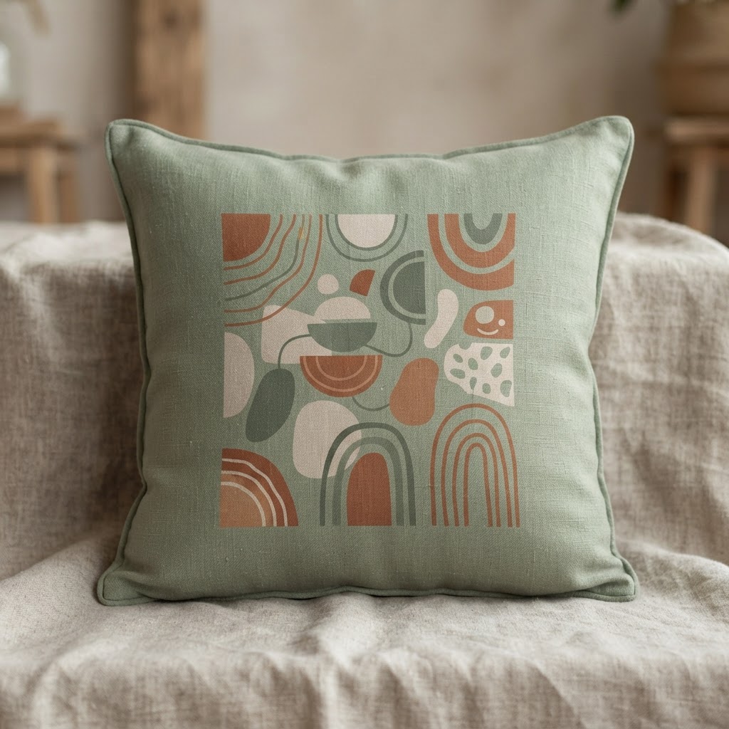 Abstract Neutral Shapes — Decorative Throw Pillow