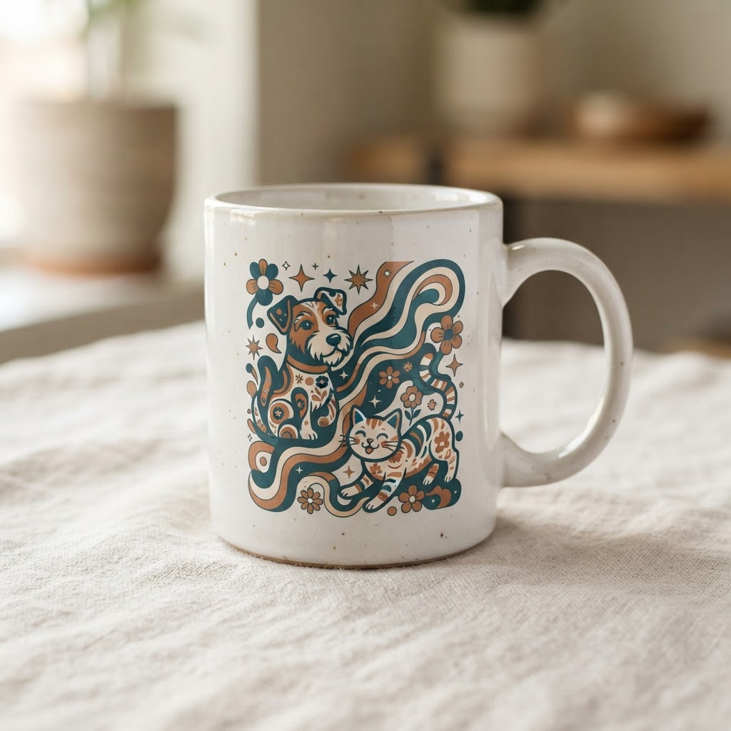 Retro Groovy Pet Portrait — Ceramic Mug