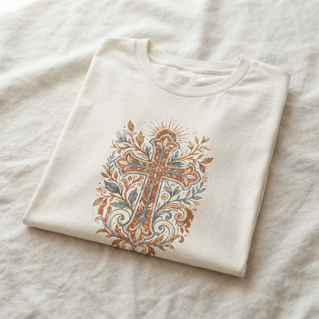 Vintage-Inspired Faith Typography — Oversized Cotton Tee