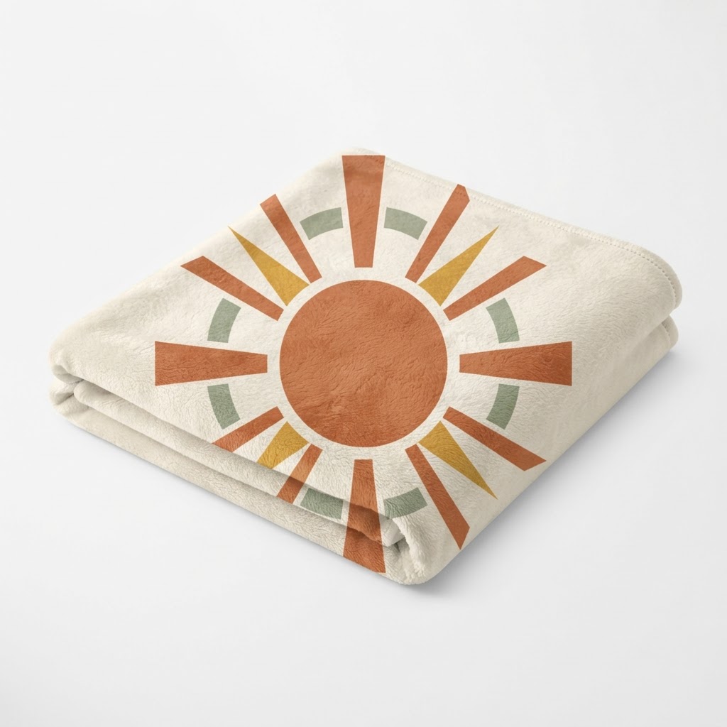 Mid-Century Boho Abstract Sun — Throw Pillow