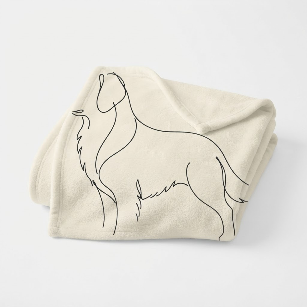 Minimalist Soul Line-Art Personalized Pet Portrait — Throw Blanket
