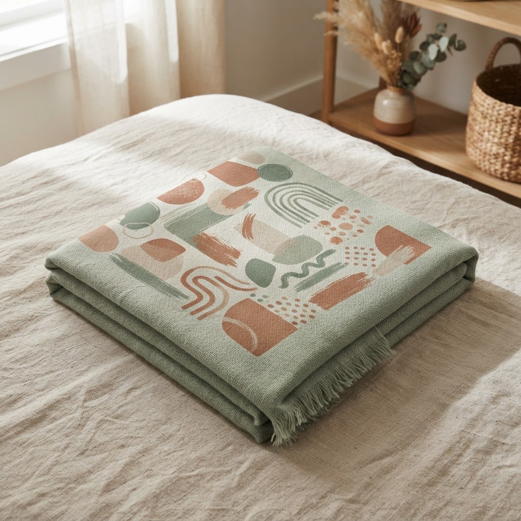 Abstract Neutral Shapes Throw Blanket — Home Textiles