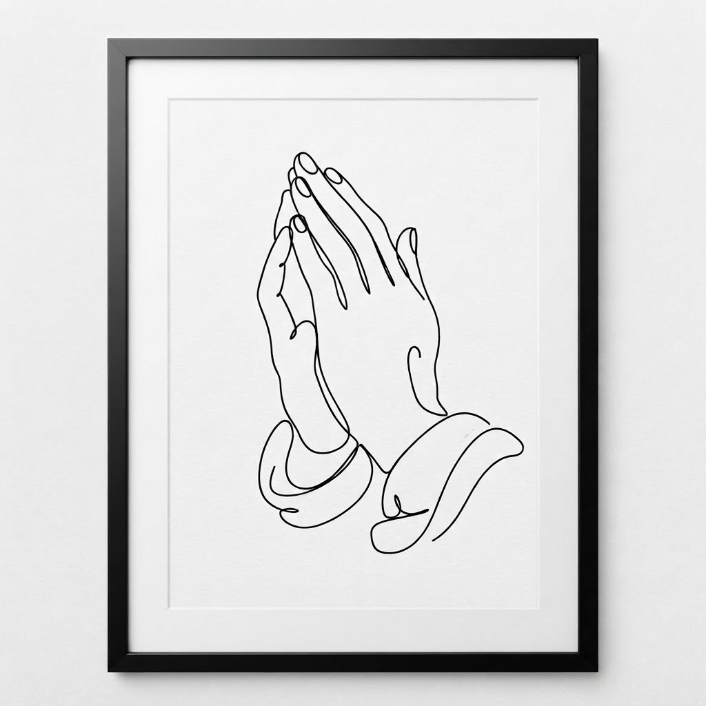 Minimalist Prayer Hands Modern Art — Wall-Art