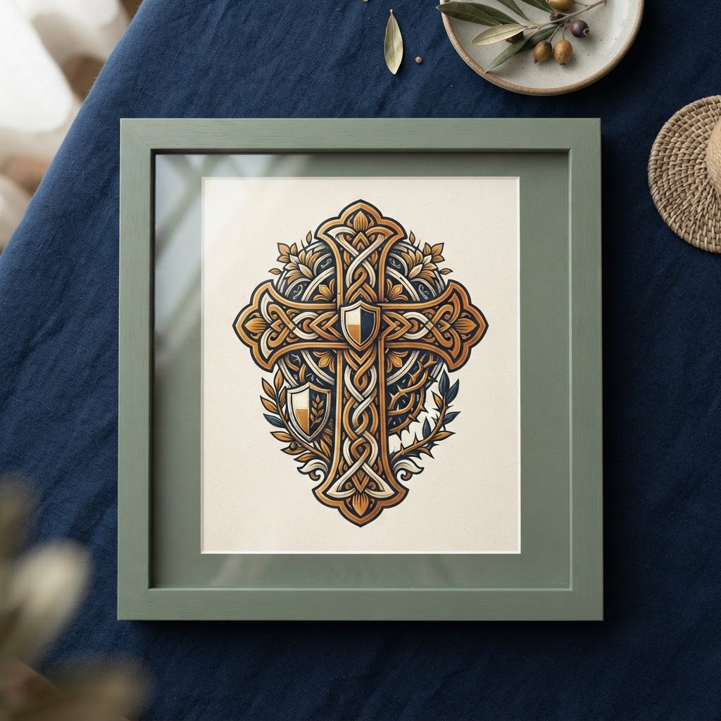 Faith and Valor Cross — Framed Print