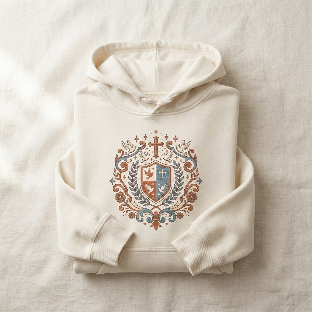 Vintage Crest Faith Hoodie — Unisex Pullover Hoodie