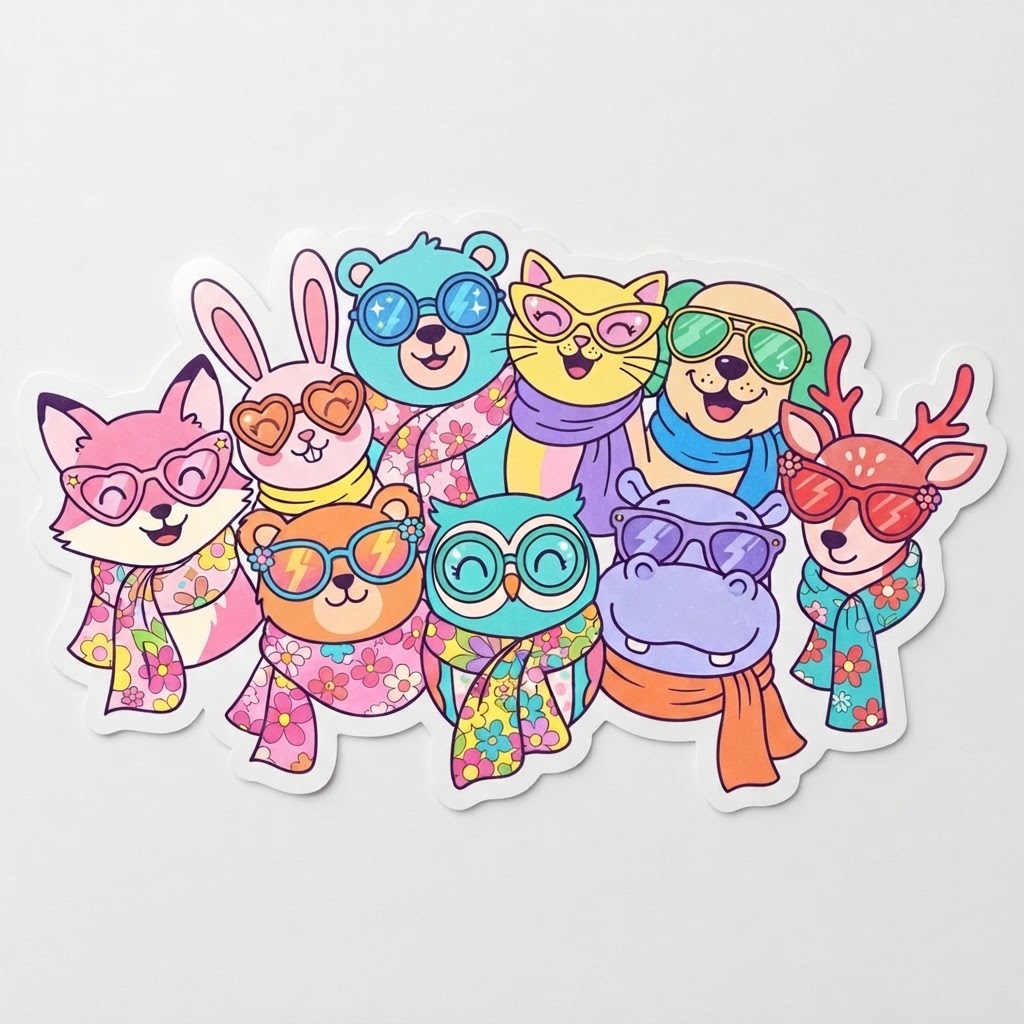 Retro Groovy Pets Sticker Sheet — Stickers