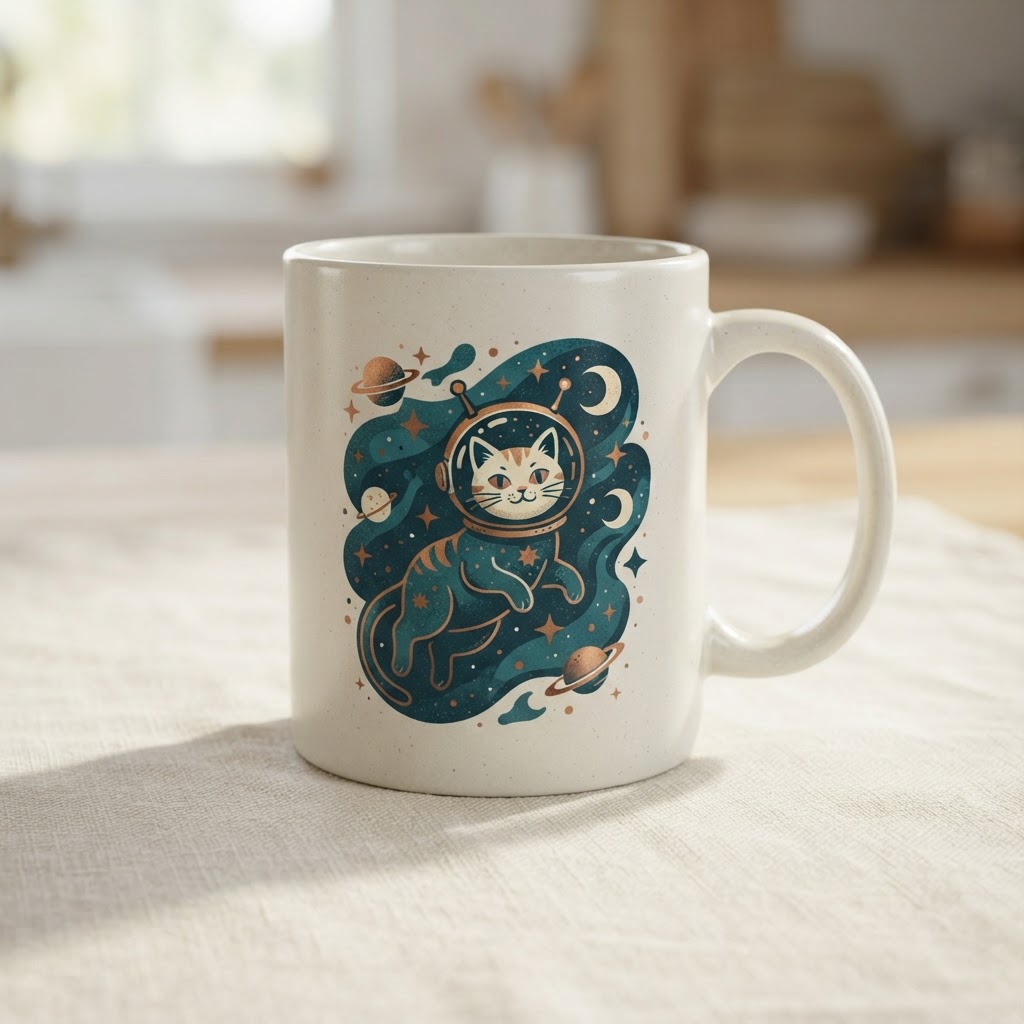 Cosmic Kitty Space Cadet — Ceramic Mug
