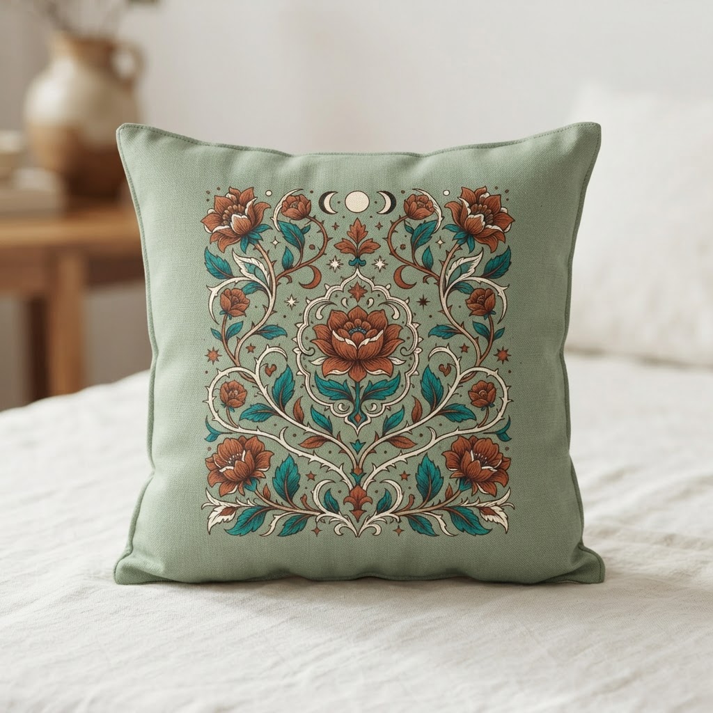 Midnight Bloom Gothic Throw Pillow — Home Decor