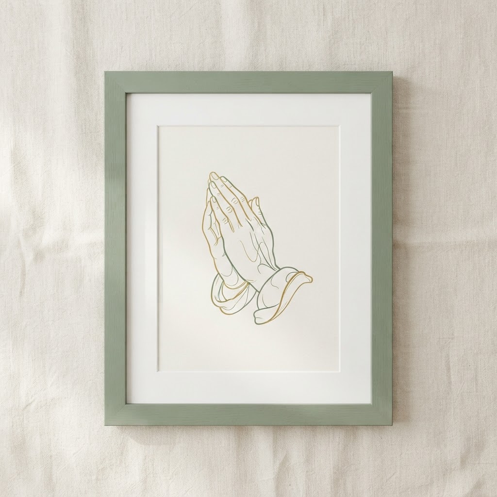 Minimalist Prayer Hands Line Art — Wall Art