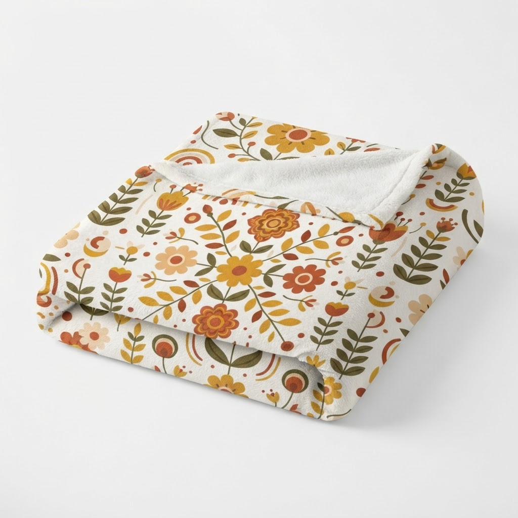 Retro Floral Serenity — Decorative Throw Pillow