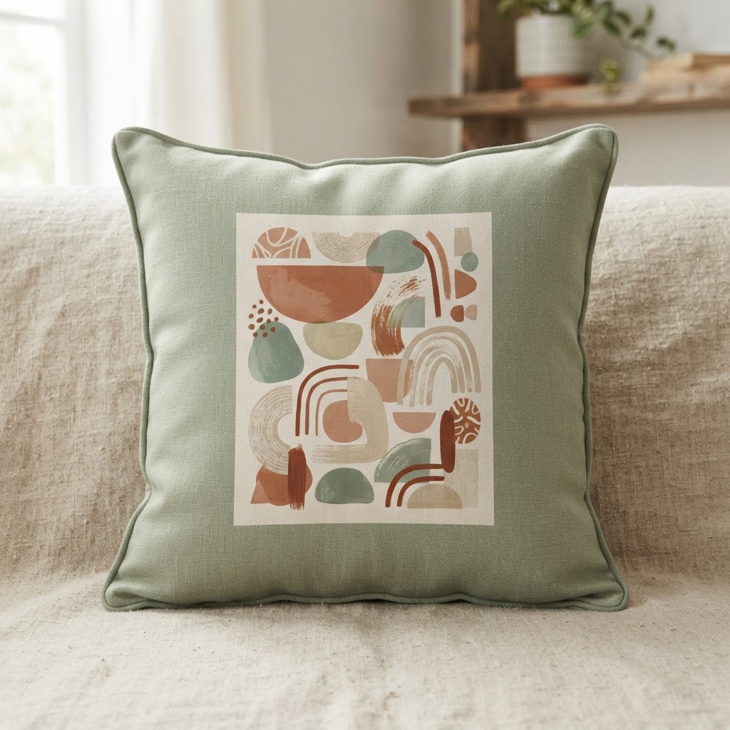 Abstract Neutral Shapes Collage — Throw Pillow