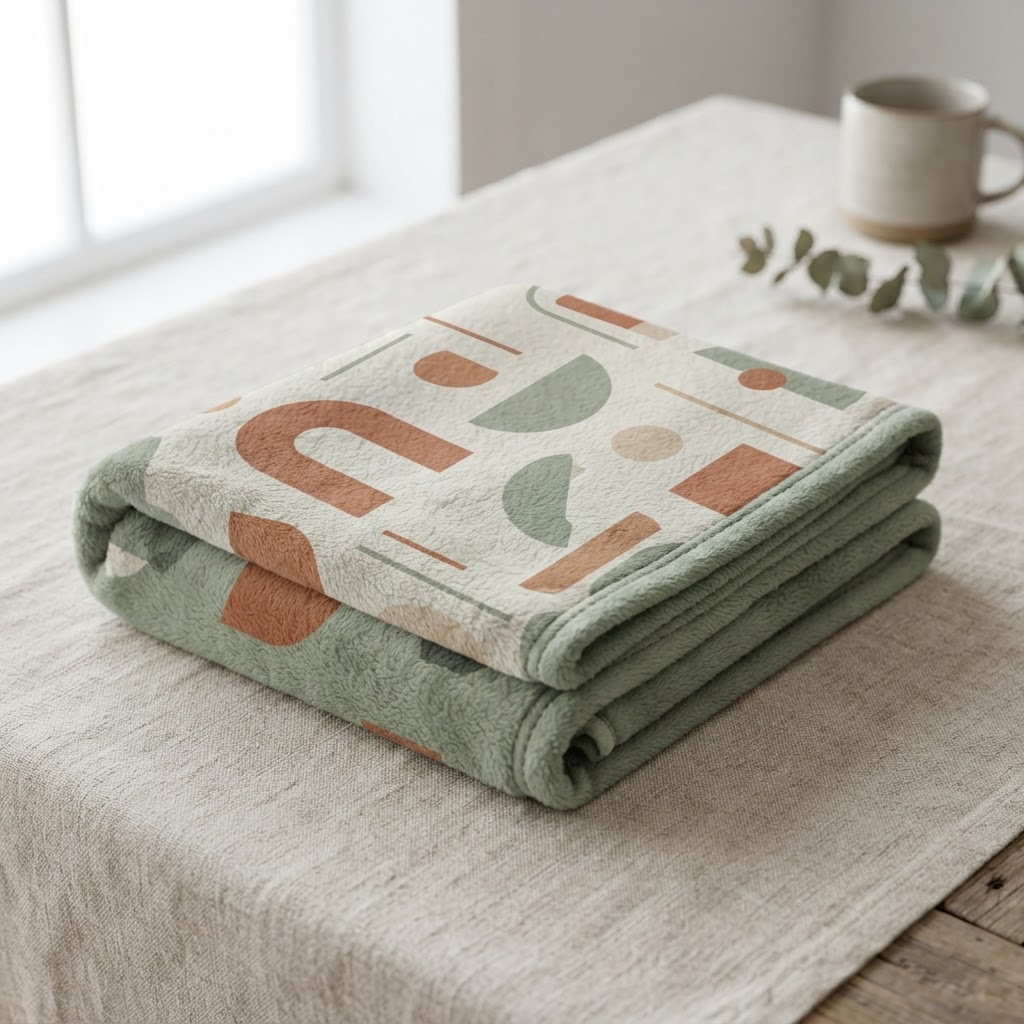 Minimalist Abstract Geometric Throw — Fleece Blanket
