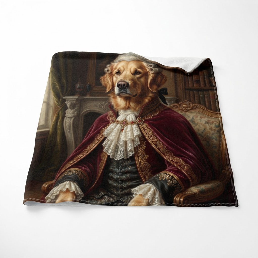 Royal Pet Portrait Throw Blanket